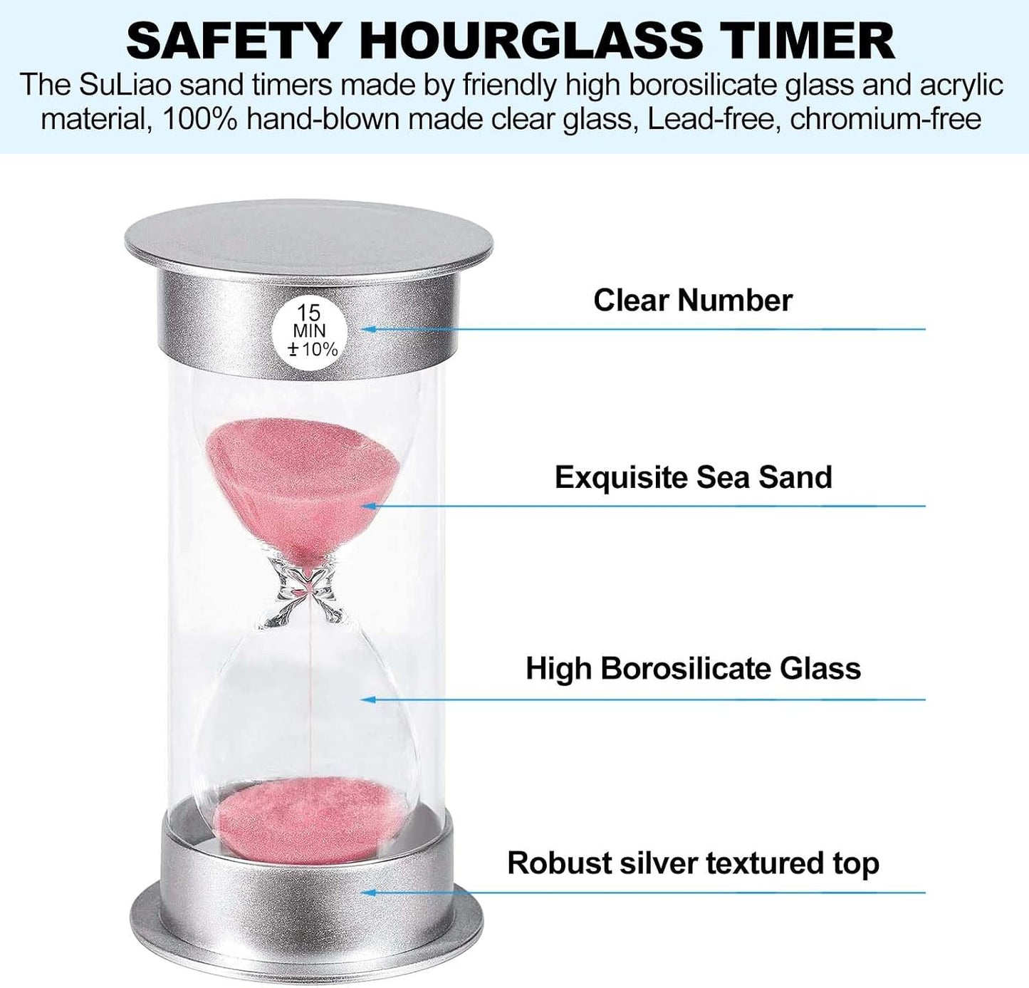 2 Minute Hourglass Sand Timer with Suction Cup,Unbreakable Sucker Sand Clock Timer 2 min,Plastic Mini Sand Watch,Rotatable Reloj De Arena for Kids Toothbrush(Blue)