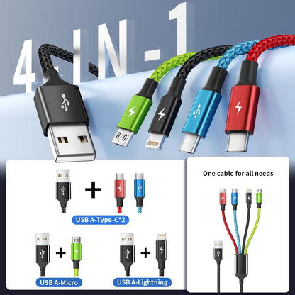 4 in 1 Multi Charging Cable, 5FT Charging Cords for Multiple Devices