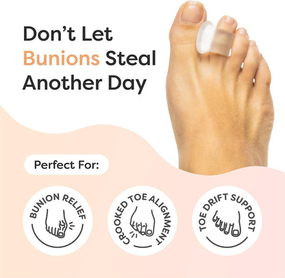 ZenToes Gel Toe Separators for Overlapping Toes, Bunions, Big Toe Alignment, Corrector and Spacer - 4 Pack (White)