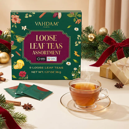 VAHDAM, Assorted Black Tea Loose Leaf Tea Gift Set (10 Flavors) Gift Ideas for Women & Men | Directly Sourced From Assam and Darjeeling | Resealable Ziplock Pouch