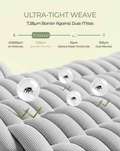 FAUNNA 100% Cotton Pillow Protectors, Bed Bug Proof, Hypoallergenic, Featuring Antimicrobial Product Protection for Enhanced Freshness, Premium Breathable Zippered Protectors(Standard Size, 4 Pack)