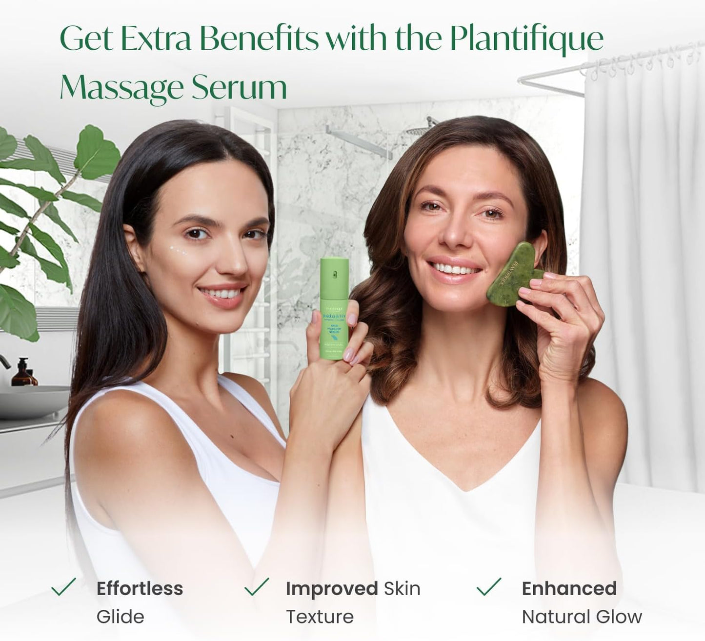 PLANTIFIQUE Stainless Steel Gua Sha and Ice Roller for Face & Body - Cooling Facial Tool Set to Reduce Puffiness, Improve Lymphatic Drainage & Soothe Skin