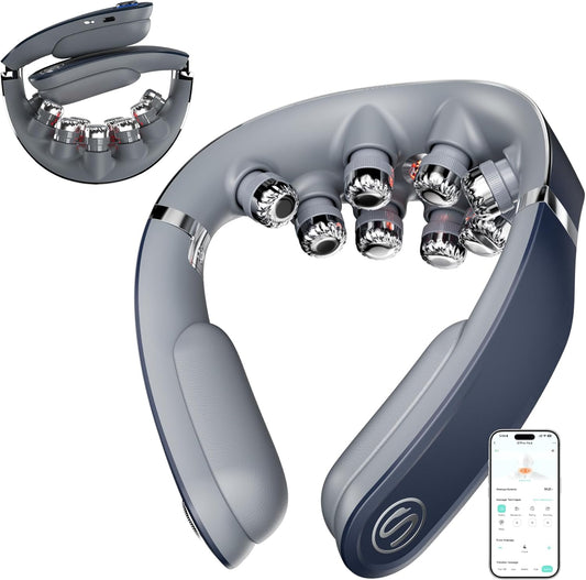 SKG G7 Pro Fold Neck Massager for Strain Relief Deep Tissue with Heat and Vibration Cordless Travel Massager, Father's Day Dad Gifts Foldable Neck Massager for Office Home Car Travel
