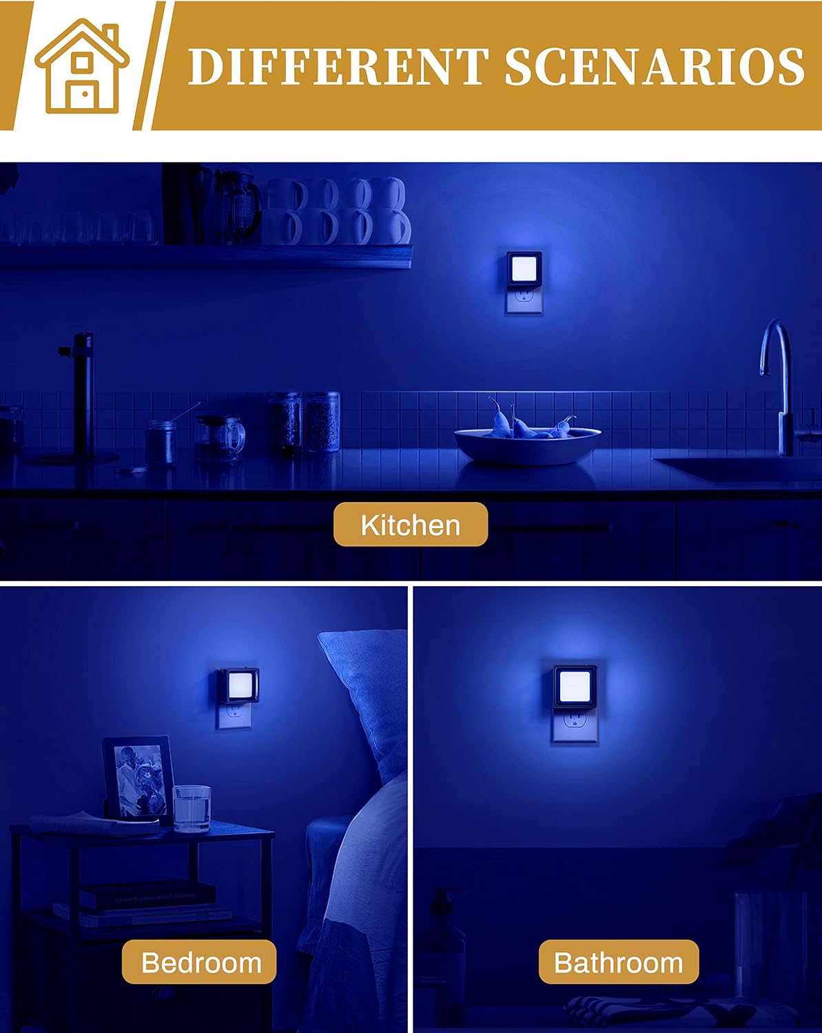 DORESshop LED Night Light, Night Lights Plug Into Wall [2 Pack] with Dusk-to-Dawn Sensor, Dimmable Nightlights, Adjustable Brightness for Bathroom, Hallway, Bedroom,Kids Room,Stairway,Soft White