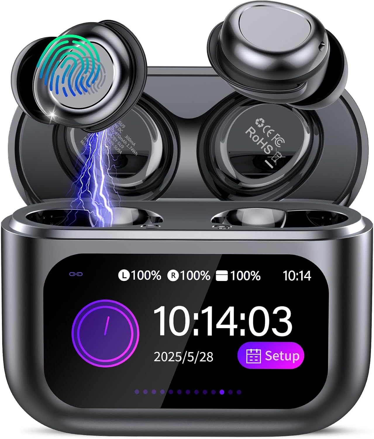 Sleep Earbuds Bluetooth 5.4 in Ear Touch Screen Sleep Headphones, Small Design Mini Sleep Earbuds for Side Sleepers with Sleep Mode, 48H Playtime Sleep Earphones Clear Calls, Raven Black