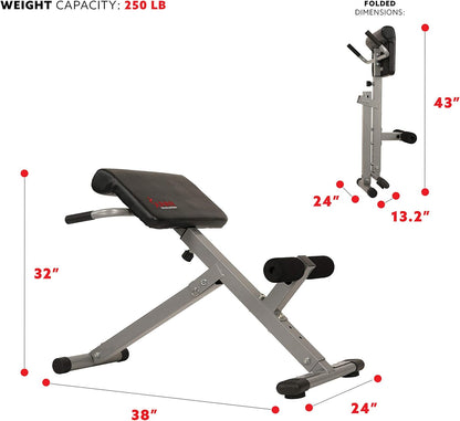 Sunny Health & Fitness Multi-Function Roman Chair with Dip Station & Sit-Up Bench, Adjustable Heavy-Duty Strength Training Equipment for Glutes, Core & Lower Body Workouts, Hyperextension Machine for Home Gym