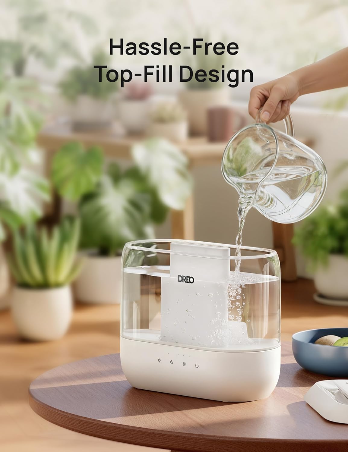 Dreo Humidifiers for Bedroom, 4L Top Fill for Large Room, 36H Runtime, 28 dB Quiet Supersized Cool Mist Air Humidifier for Baby Nursery, Plants, Indoor, Night Light, Easy to Clean & Fill, Black
