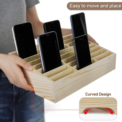 36-Grid Wooden Cell Phone Holder Desktop Organizer