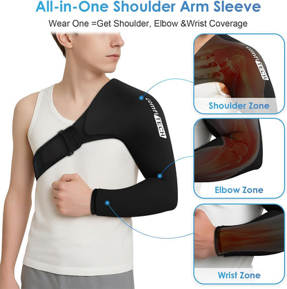 ComfiTECH Shoulder Arm Ice Pack Wrap for Pitchers, Ice Arm Sleeve for Volleyball Player, Athletes, Flexible Cold Application for Throwing Recovery, Elbow Joint and Muscle Relaxation & Daily Use, Large
