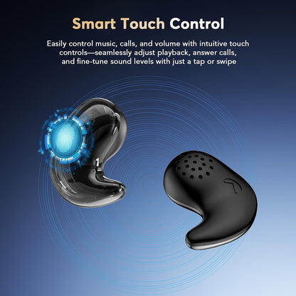 Sleep Earbuds for Side Sleepers, Invisible Flat Bluetooth Sleeping Earbuds, Zero Pressure White Noise Sleep Headphones, No Lights or Alerts, Tiny Hidden Earbuds for All Night Undisturbed Sleep