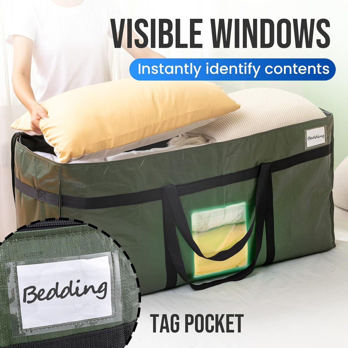 TAILI 69 Gallon Extra Large Storage Bags with Visible Window,Blue