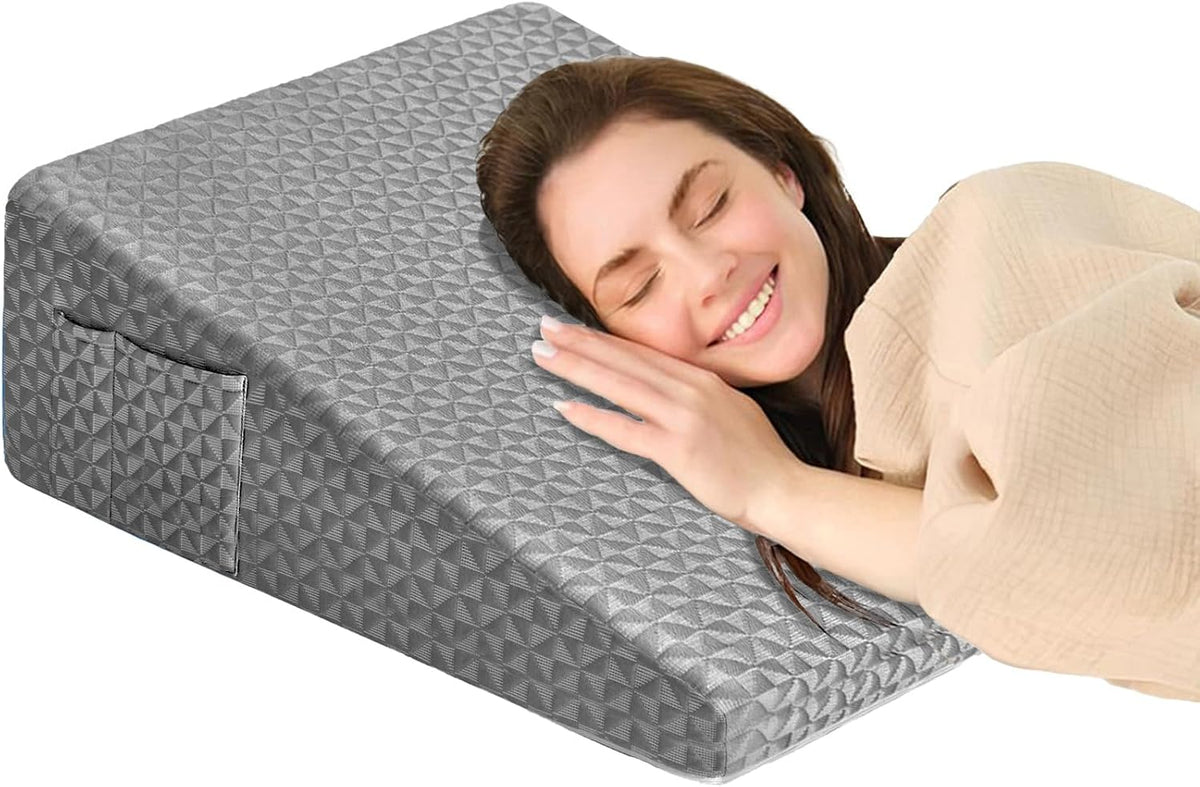 Wedge Pillow for Sleeping, 7.5" Memory Foam Bed Wedge Pillow