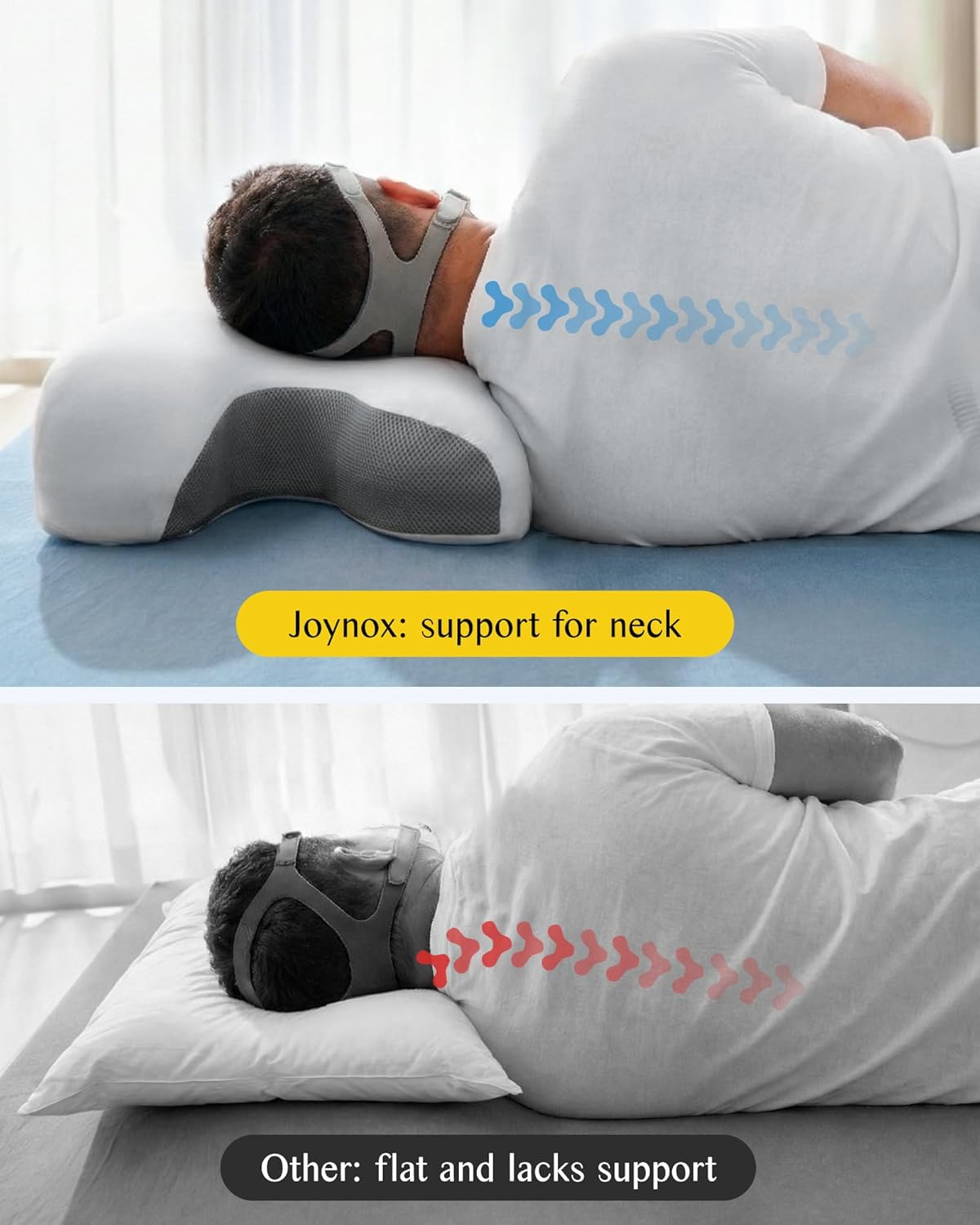 Sleep Apnea Pillow for Cpap Users, Ergonomic Adjustable Memory Foam Cpap Pillows for Side and Back Sleepers, Reducing Air Leaks and Mask Pressure