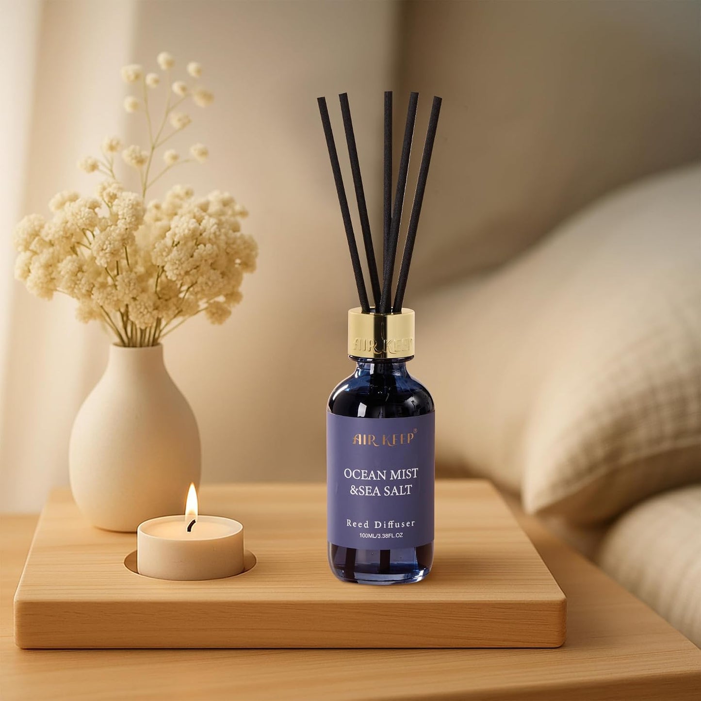 Airkeep Reed Diffuser Oil Set with Reed Sticks,Citrus Aromatherapy Oil Scent Diffuser for Home Office Bathroom Decoration Perfume and Gifts 3.38oz/100ml