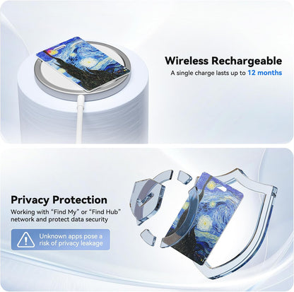 Wireless Charging Wallet Tracker Card, 12-Month Battery, Android & iOS
