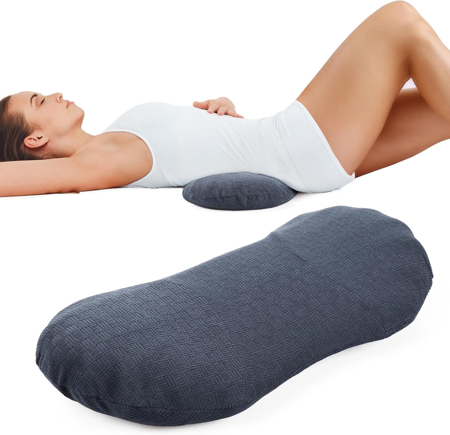COMFYTHERA Lumbar Support Pillow for Sleeping Memory Foam Lumbar Support Cushion for Lower Back Pain Relief, Back Support Bed Pillow Waist Support (Dark Blue, Large)