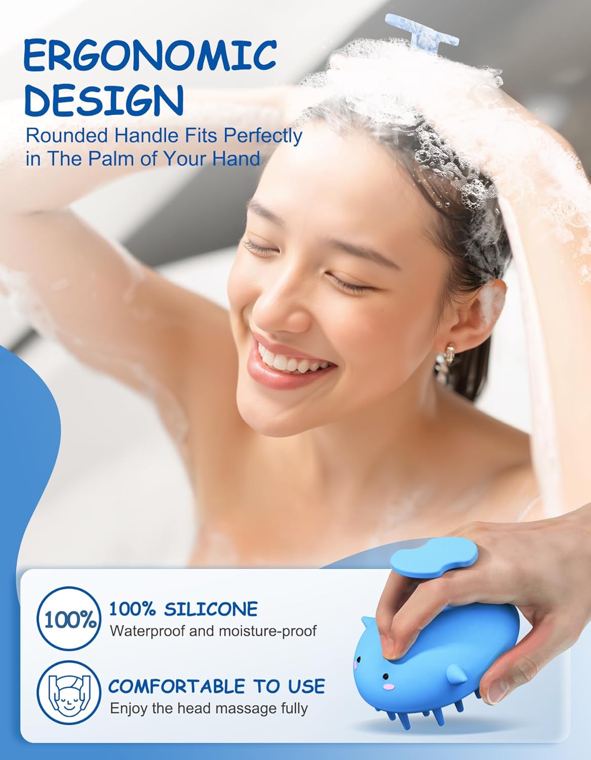 Scalp Massager Hair Growth, Silicone Scalp Scrubber Shower Shampoo Brush | One-Piece Silicone Scalp Exfoliator, Wet & Dry Hair Care, No Seams to Trap Water or Grime, Flakes and Buildup