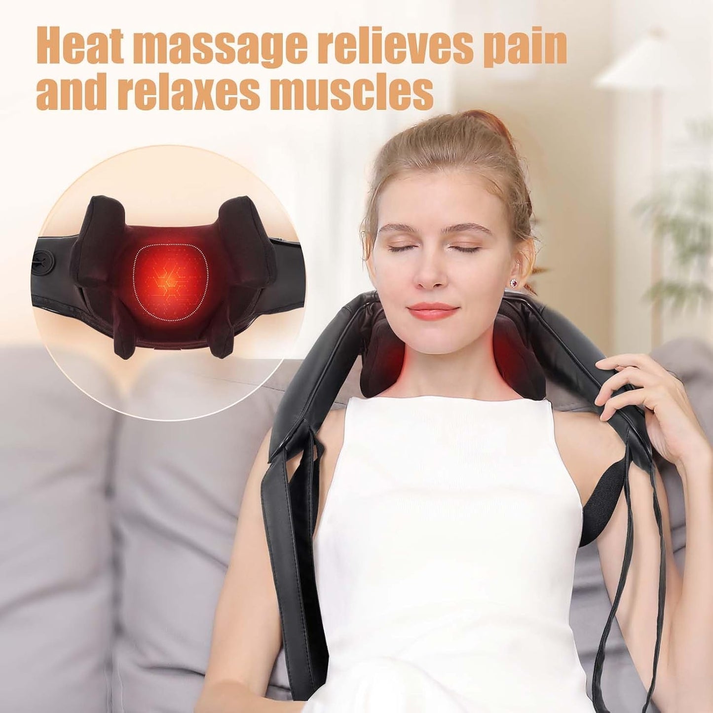 MASGRE Shiatsu Neck and Shoulder Massager with Heat for Pain Relief