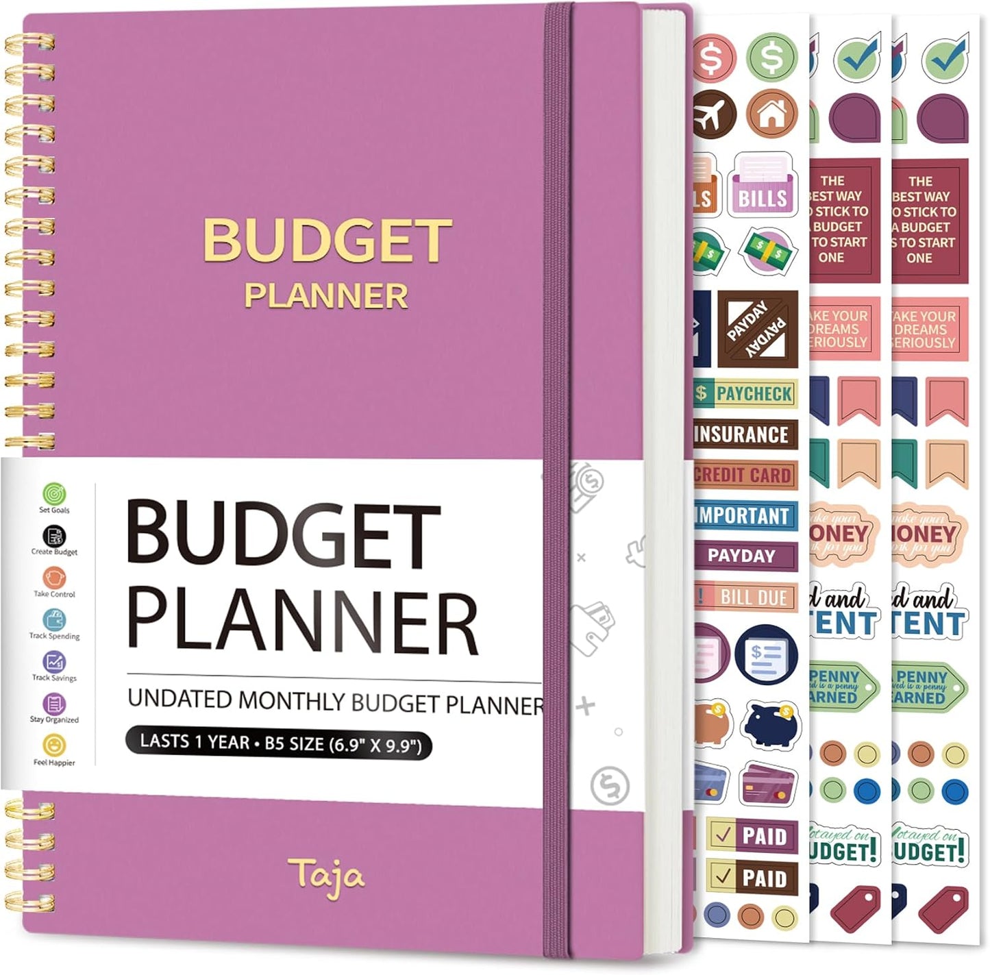 Budget Planner - Monthly Budget Book with Expense Tracker Notebook, Undated Bill Organizer & Finance Planner to Take Control of Your Money, Account Book to Manage Your Finances-Pink