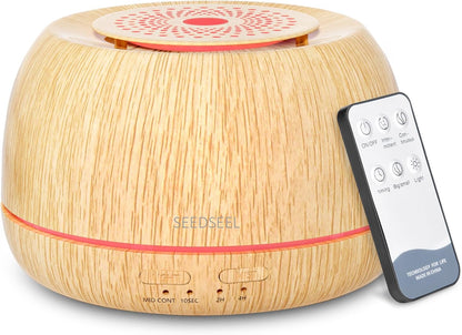 SEEDSEEL 300ML Essential Oil Diffuser,Ultrasonic Aromatherapy Diffuser, 7-Color Gradient Lights, Remote Control, 8 Hours Run Time, Suitable for Home,Office