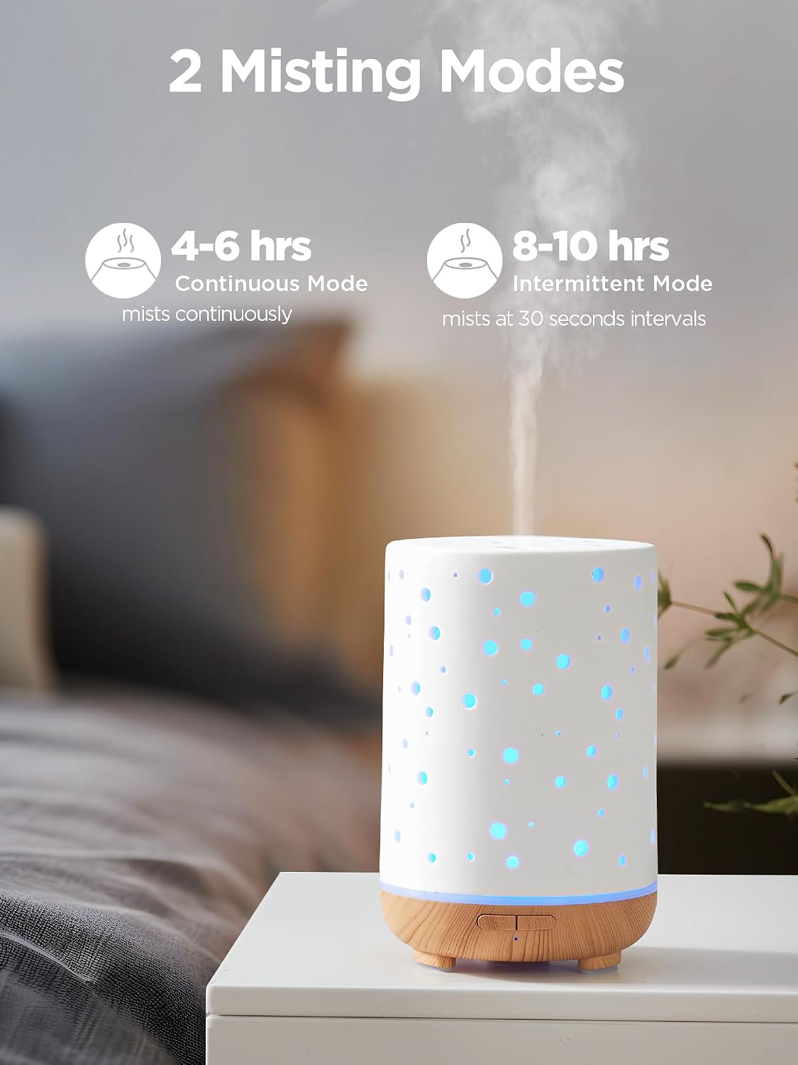 InnoGear Essential Oil Diffuser, 150ml Ceramic Diffuser Handcrafted Stone Aromatherapy Diffusers Ultrasonic Cool Mist Humidifier Vaporizer 2 Mist Modes Waterless for Home, White Vase-Shaped Ceramic