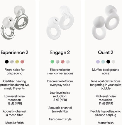 Loop Experience 2 Ear Plugs – Stylish Certified Hearing Protection for Concerts & Festivals, Live Events, Musicians, Sports, DJs and Nightlife – 17dB Noise Reduction Earplugs (High-Fidelity)
