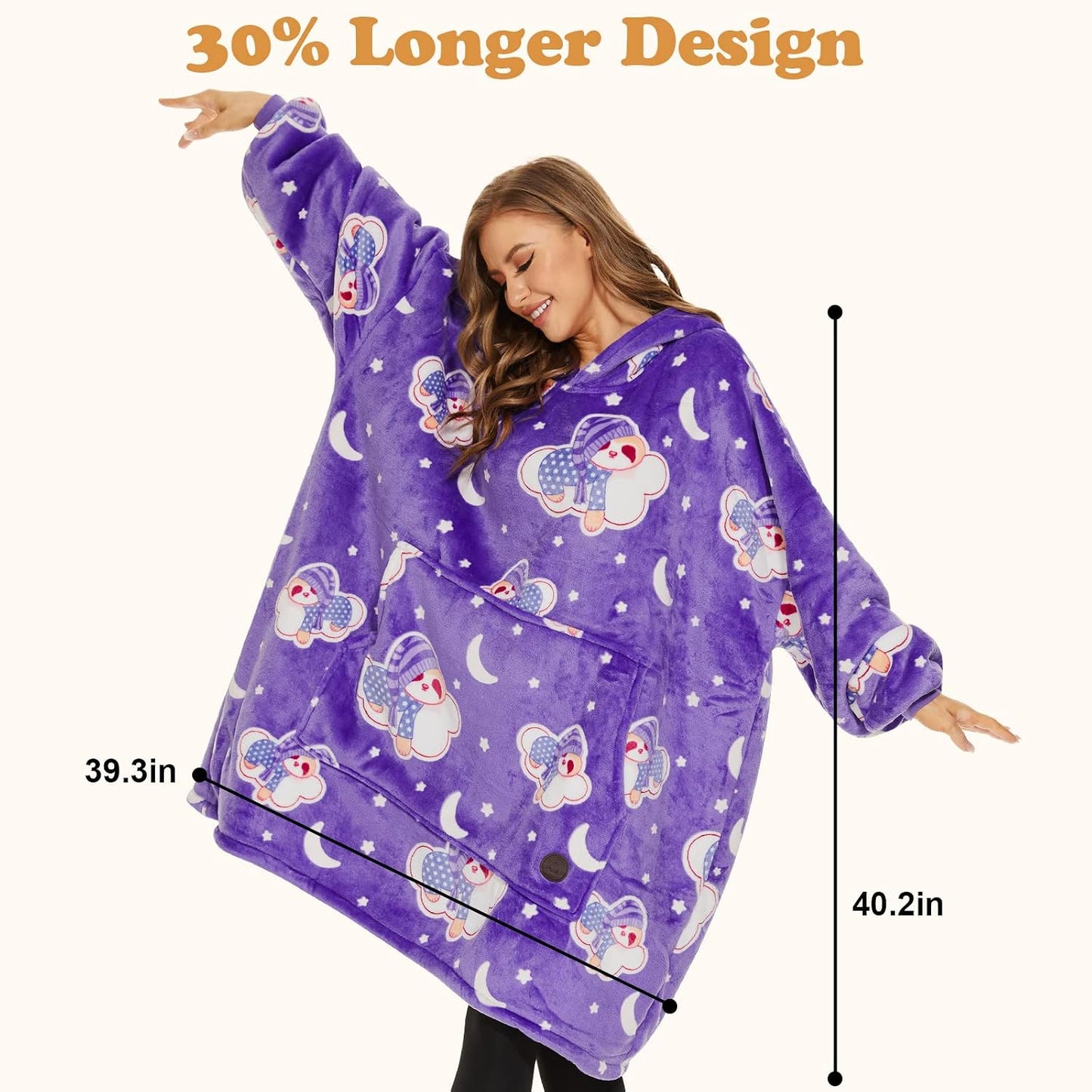 THREE POODLE Wearable Blanket Hoodie for Women, Oversized Sherpa Sweatshirt Blanket for Adults Men, Cozy Hooded Blankets, Gifts for Teen Girls Women Mom Sister