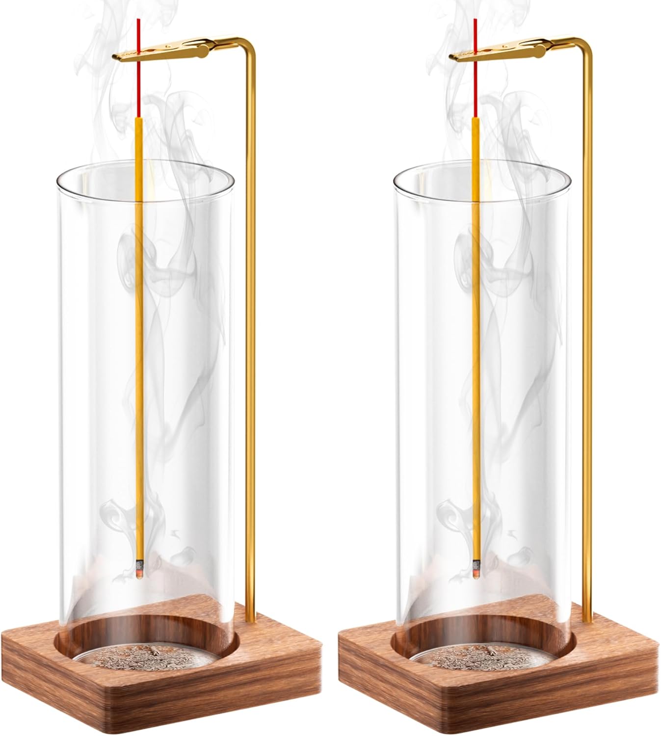 Incense Holder for Sticks, Insence-Stick Holder, Anti-Ash Flying No Mess Incense Burner, Incense Stick Holder with Glass Ash Catcher, for Yoga Spa Meditation Home Decor(2 Pack)