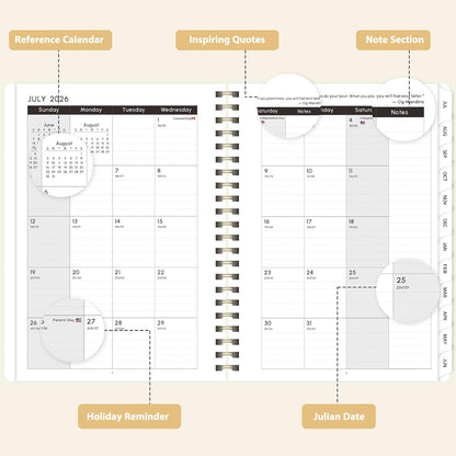 Planner 2026-2027, Weekly and Monthly Calendar Planner, JUL 2026 - JUN 2027 | A5(6.3'' x 8.5''), Hardcover, Agenda Book, Sprial Bound, Inner Pocket, Office and School Use