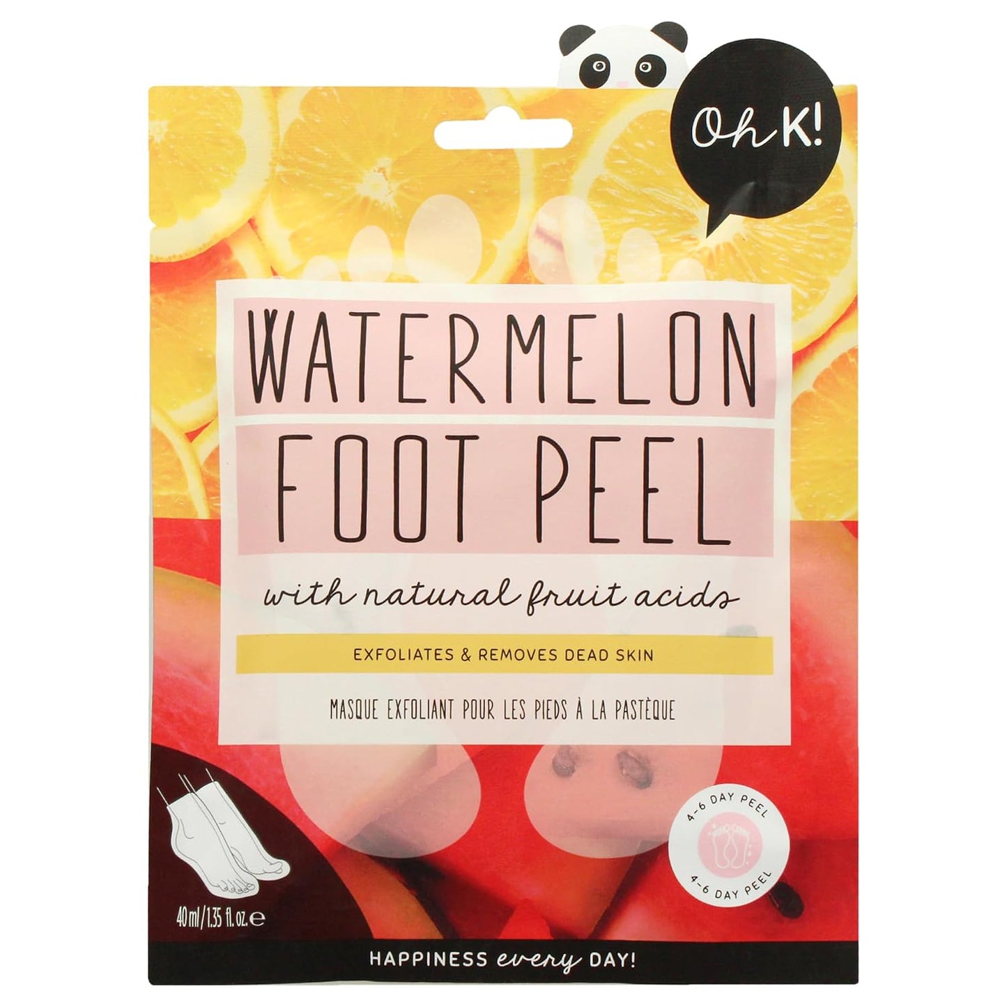 Oh K! Foot Peel Mask - Pomegranate - Foot Peeling Mask for Dry Feet and Cracked Heels - Feet Exfoliant with Pomegranate and Coconut Oil - 1 Pair