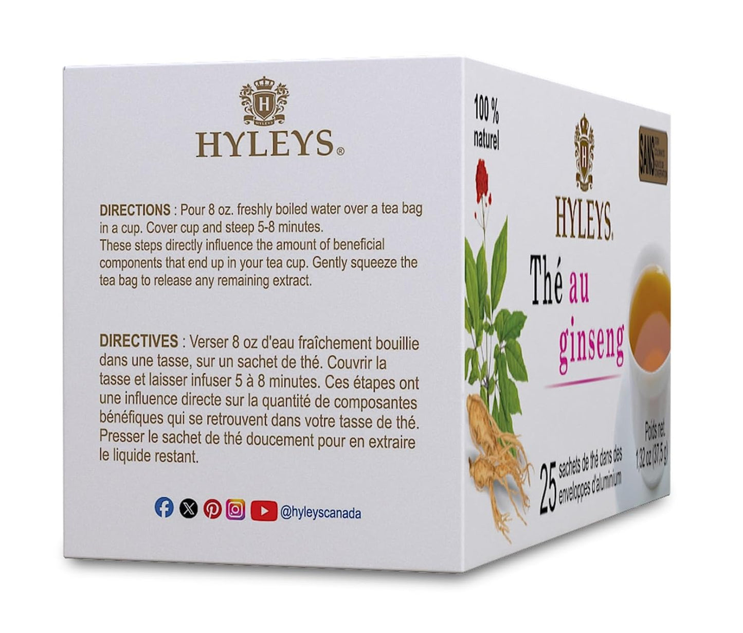 Hyleys Dandelion Root & Green Tea with Milk Thistle and Licorice Root - Herbal Detox Blend - 25 Tea Bags