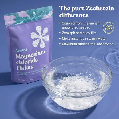 Asutra Lavender Magnesium Chloride Flakes for Bath, Pure Zechstein (2lbs)