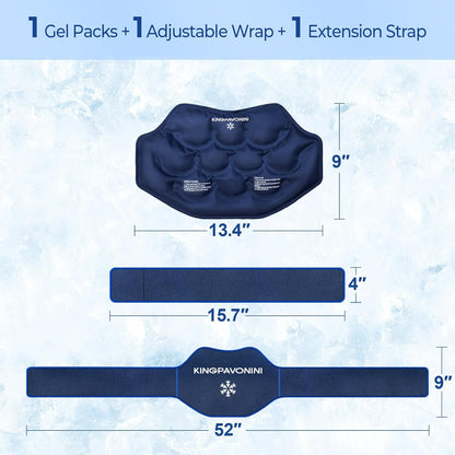 KingPavonini Extra Large Ice Pack for Back Pain Relief with Extension Strap, 2 Pack Reusable Lower Back Gel Ice Pack Wrap for Lumbar Surgery, Sciatica, Herniated Disc, Coccyx Pain, Cold/Hot Therapy