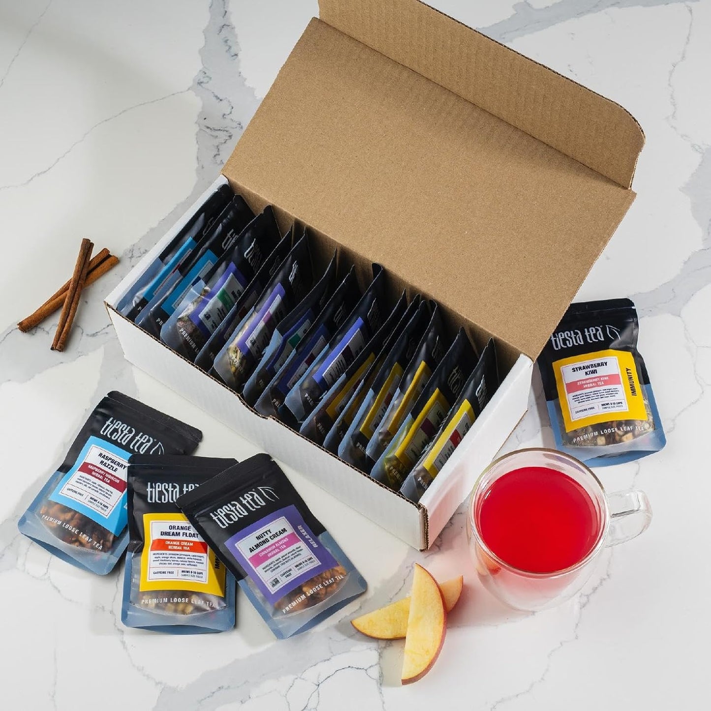 Tiesta Tea - Discovery Sampler Dry Flight Set, Loose Leaf, High to No Caffeine, Hot & Iced Up to 200 Cups, Tea Variety Pack with Green, Herbal, Black & Chai Brew, 20 Resealable Sample Pouches