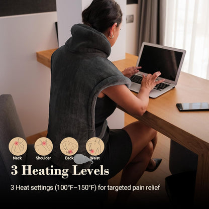 COMFIER Large Heating Pad for Back, FSA Eligible HSA Heating Pad for Neck and Shoulders and Back, Heated Neck Wrap, 3 Heat Levels & 90-Mins Auto Shut Off, Fathers Day Dad Gifts for Men Husband