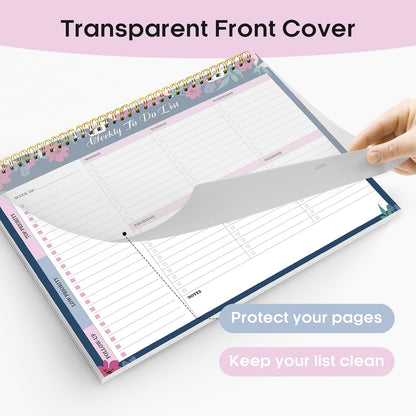 Taja Weekly To Do List Notepad with 52 Undated Sheets（8.5"×11"）- Weekly Desk Planner for Women & Man, Work and Home -1 Pack Violet Dream