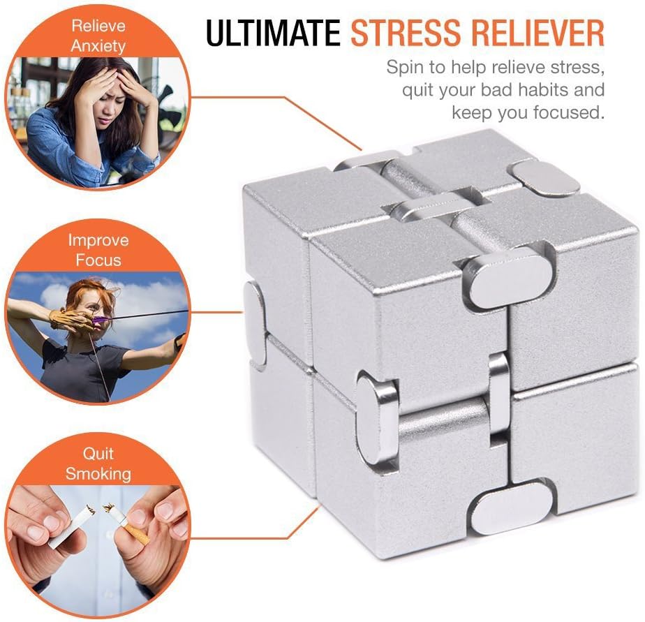 JOEYANK Fidget Cube New Version Fidget Finger Toys - Metal Infinity Cube Prime for Stress and Anxiety Relief/ADHD, Ultra Durable Sensory Gifts for Adults and Teens Kids