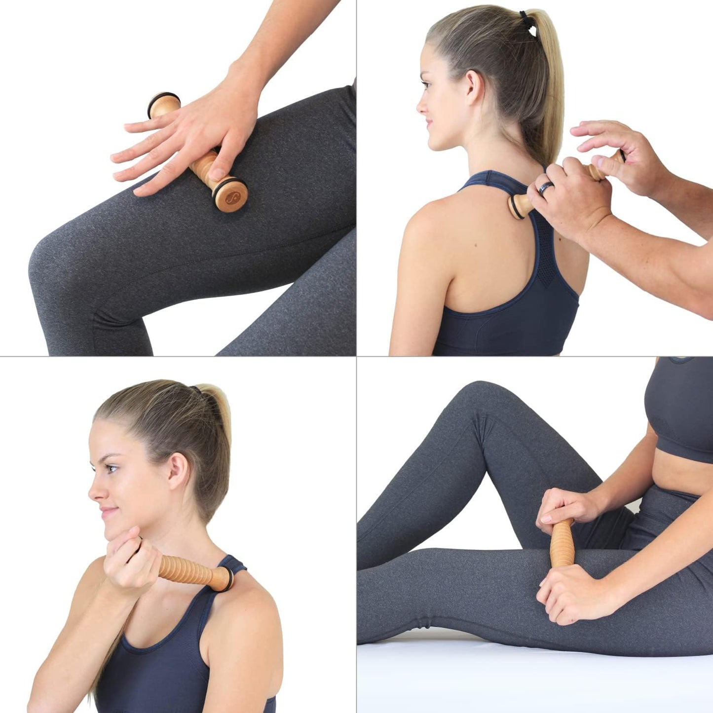 Body Back Wooden Foot Roller - Wood Therapy Massage Tool For Plain Relief