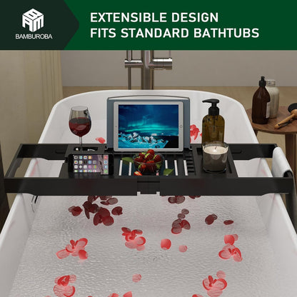 Expandable Bamboo Bathtub Caddy Tray for Luxury Bath