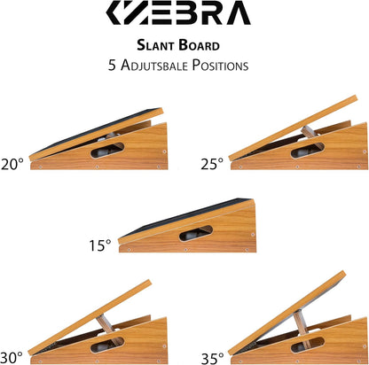 Professional Wooden Slant Board, 5 Positions Adjustable Slant Board for Calf Stretching Squats Incline Board and Calf Stretcher, Slant Squat Board for Knees Ankle Heel Feet Leg