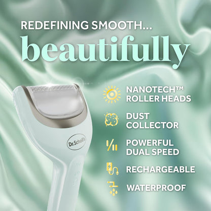 Dr. Scholl's Pedi Perfect Electric Foot Callus Remover, Waterproof, Rechargeable with x2 Roller Heads, Removes Hard Skin for Soft Beautiful Feet, 90 Minute Run Time, Dust Catcher, Pedicure Tools