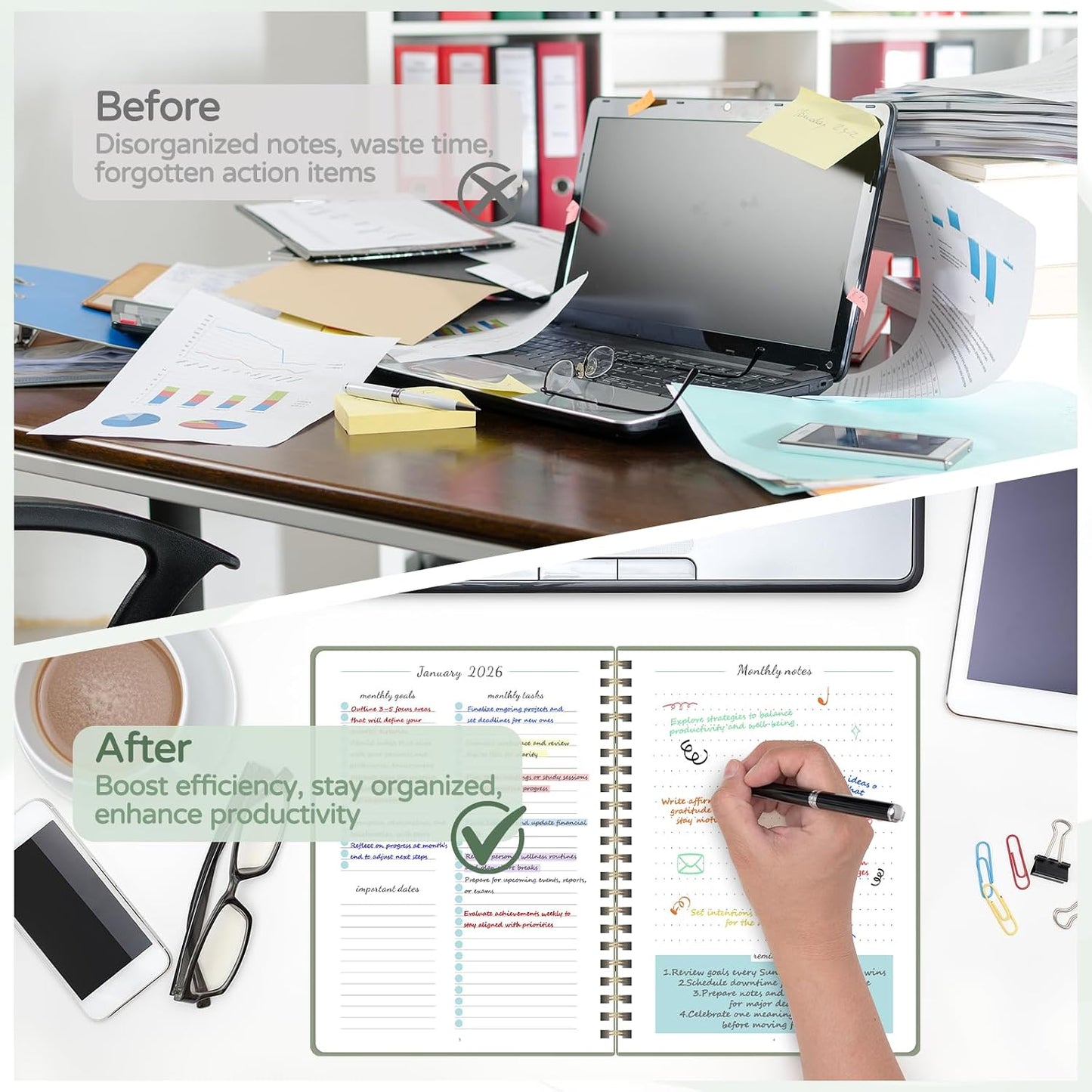 Weekly To Do List Notepad, 52 Sheets, Undated Weekly Planner, Letter Size | 8.5"x11", 100GSM, Thick Paper, Twin-Wire Spiral Bound, Tear Off Desk Pad, For Women & Man, Home School & Office Work