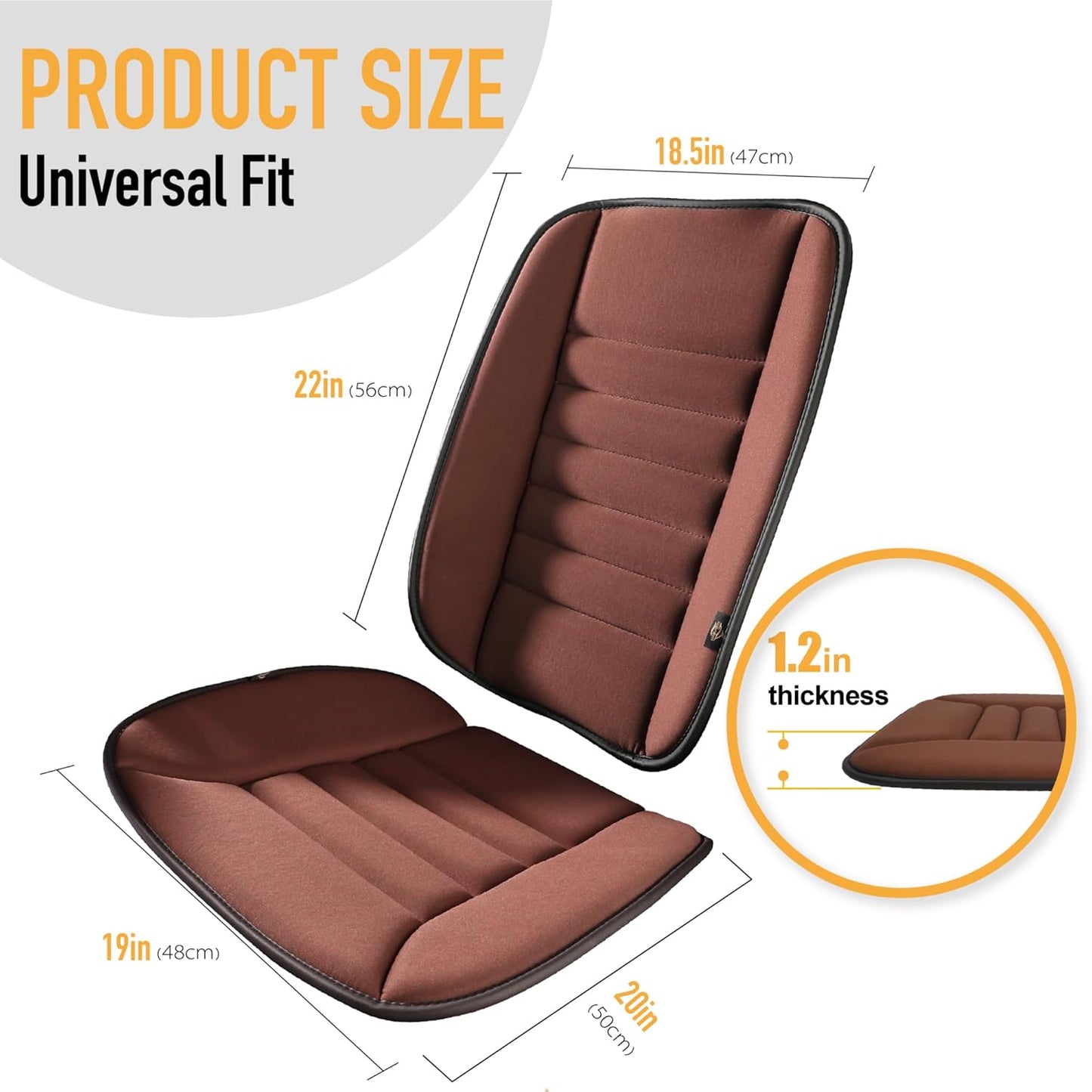 kingphenix Car Seat Cushion with Back Support Pillow: Enhanced Comfort Memory Foam Design for Pain Relief, Ideal for Drivers and Office Use - Ergonomic Lumbar Comfort for Long Sitting - Black