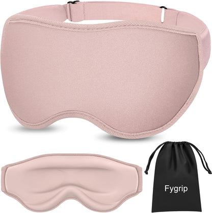 Fygrip 3D Eye Mask Sleep Mask for Men & Women, 100% Pressure-Free & Light Block-Out Eye Mask for Sleep with Easy Adjustable Strap, Night Eye Cover for Travel, Black