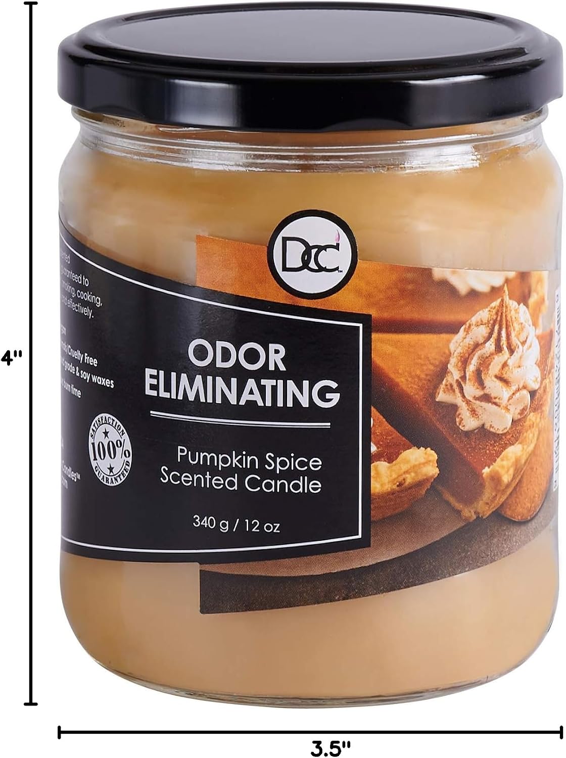 Vanilla Bean Odor Eliminating Highly Fragranced Candle - Eliminates 95% of Pet, Smoke, Food, and Other Smells Quickly - Up to 80 Hour Burn time - 12 Ounce Premium Soy Blend - Colors B