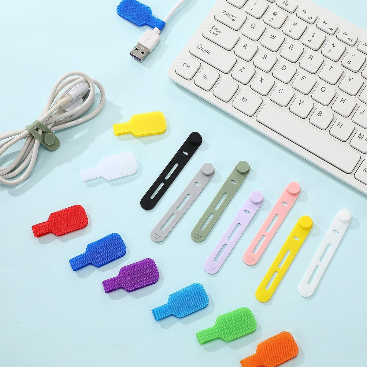 90 Pcs Cable Ties with Labels for Electronics Desk, Mixed Color