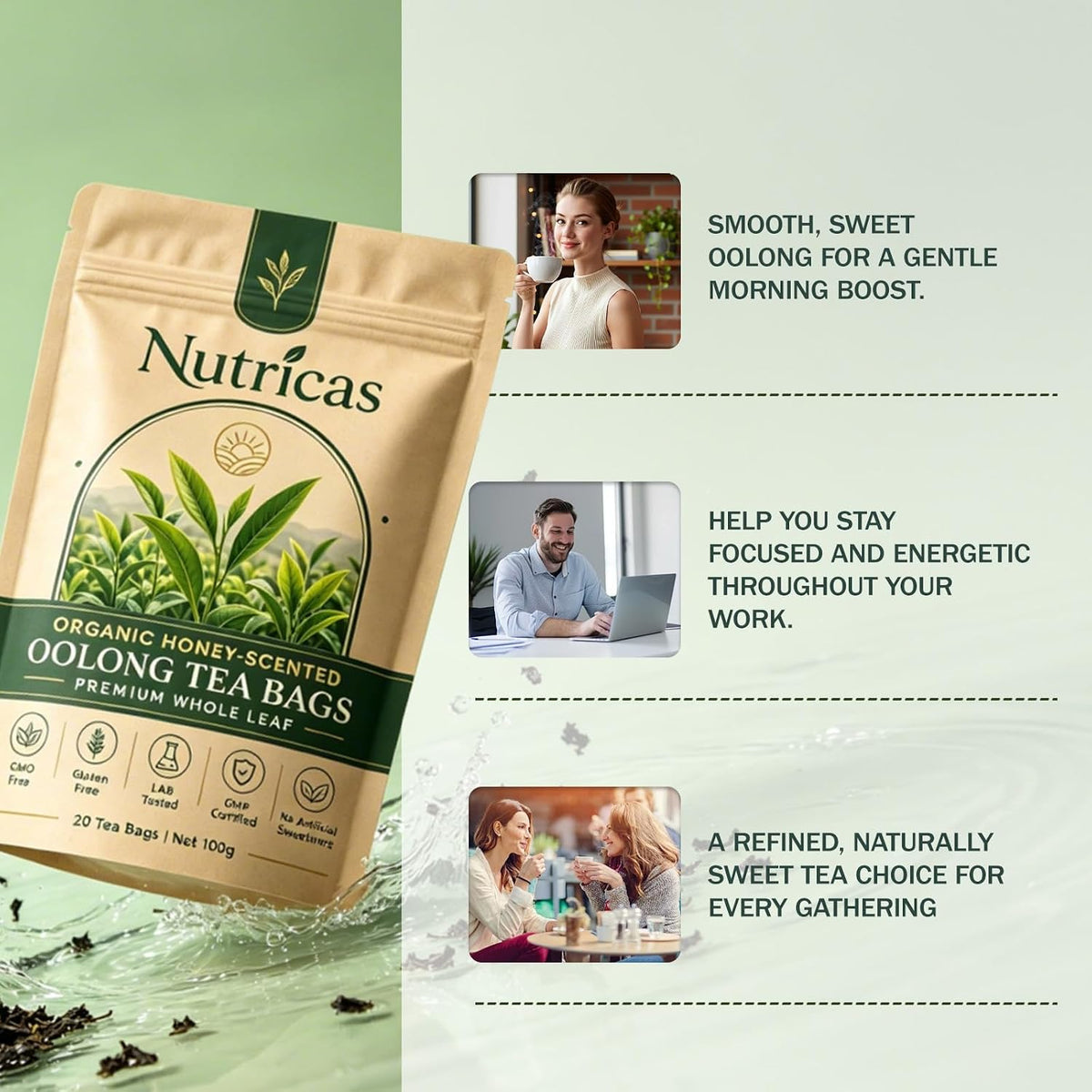 Nutricas Oolong Tea, OrganicTea Bags, Smooth Aroma, 20 Tea Bags