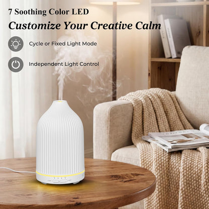 URPOWER 150ML Essential Oil Diffusers for Home, Ultrasonic Aromatherapy Diffuser with 7 Color Changing Lights, Timer & Auto Shut-Off, Scent Diffuser for Bedroom, Office, Yoga