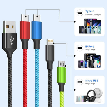 4 in 1 Multi Charging Cable, 5FT Charging Cords for Multiple Devices