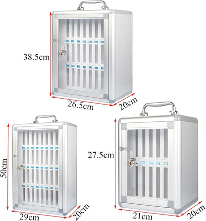 Cell Phone Charging Stations 12/24/36 Position Locking Mobile Phone Organiser Aluminium Mobile Phone Cabinet Staff Management Mobile Phone Cabinet Portable Mobile Phone Cabinet (Silver 36bit)